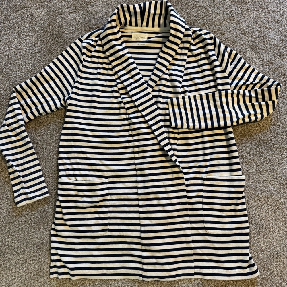 Lou & Grey Navy and Cream Striped Cardigan